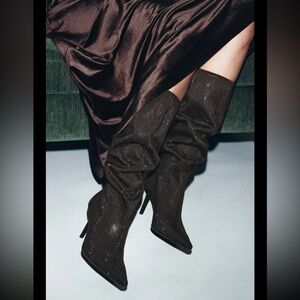 Zara SPARKLY HIGH HEEL BOOTS